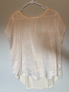 Edgely Cream Lightweight Blouse Large Sheer Layering Top Flowy Neutral
